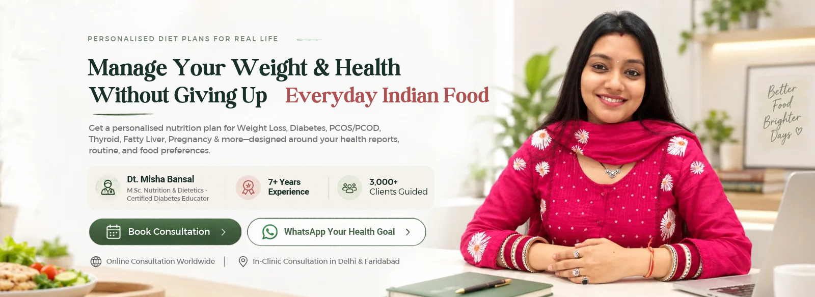 Book Your Diet Consultation with Dt. Misha Bansal in Delhi & Faridabad
