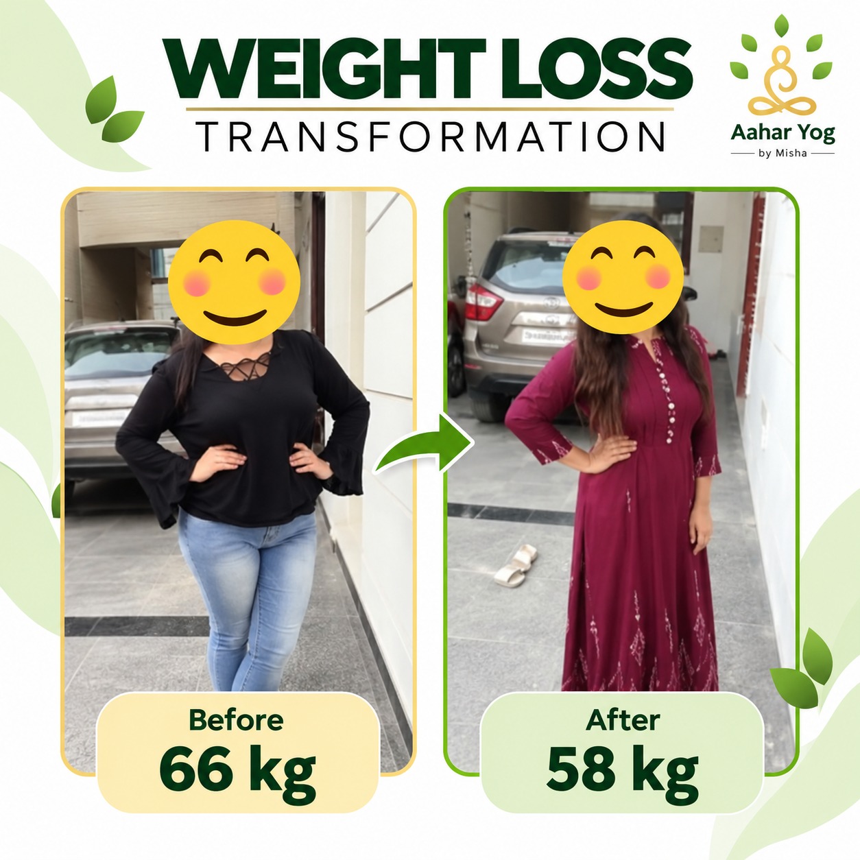 Client transformation result - Aahar Yog